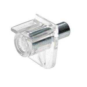 Soporte transparente tipo pin para estantes Hettich